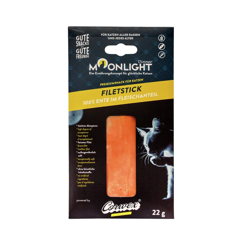 Sparpaket 2 x 22 g Moonlight-Dinner Filet Stick 100 % Ente Katzen Snack Sofort Bestellen